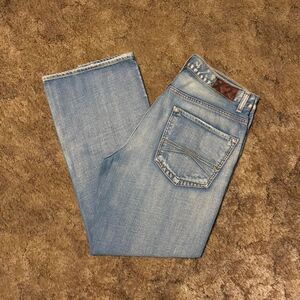 Vintage Y2K X2 Baggy Distressed Skater Bootcut Jeans Lightwash Blue 36 x 30
